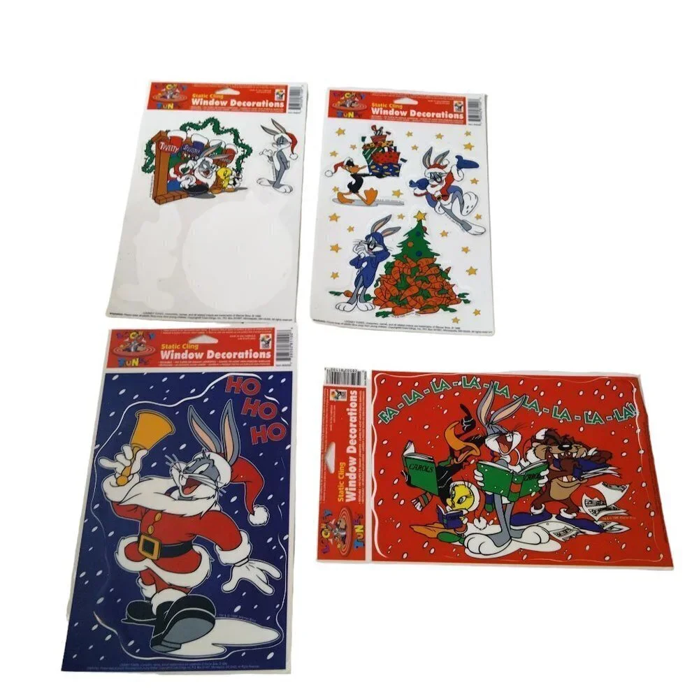 Christmas Window Clings Die Cuts Looney Tunes and More Vintage/Recent Lot CB3